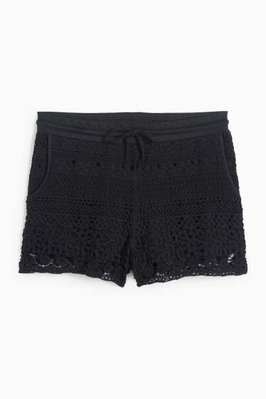 Women - Shorts - mid-rise waist - black