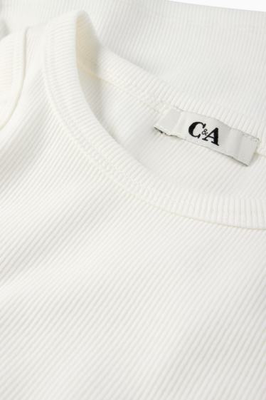 Damen - Crop Top - gerippt - cremeweiß