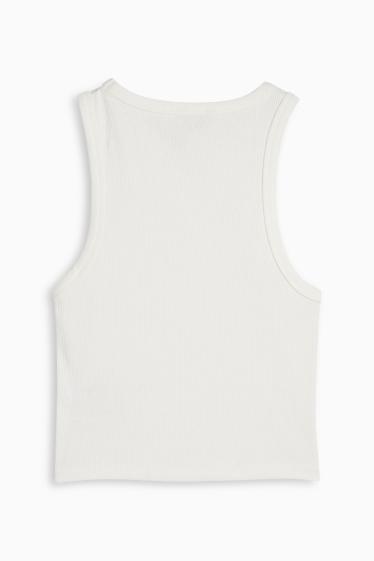 Damen - Crop Top - gerippt - cremeweiß