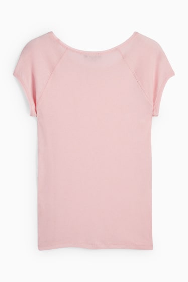 Dámské - Tričko basic - regular fit - růžová