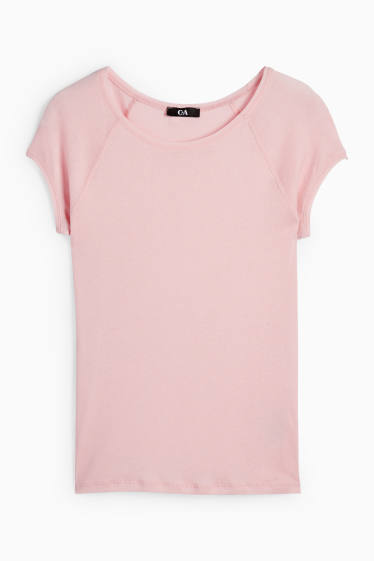 Dámské - Tričko basic - regular fit - růžová
