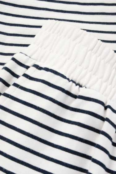 Dames - Basic sweatshorts - gestreept - wit / zwart