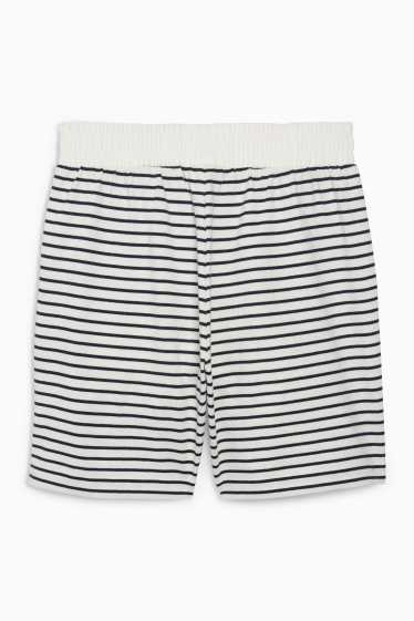 Dames - Basic sweatshorts - gestreept - wit / zwart