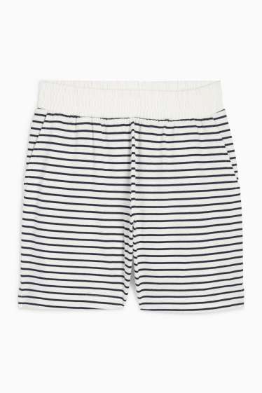 Dames - Basic sweatshorts - gestreept - wit / zwart