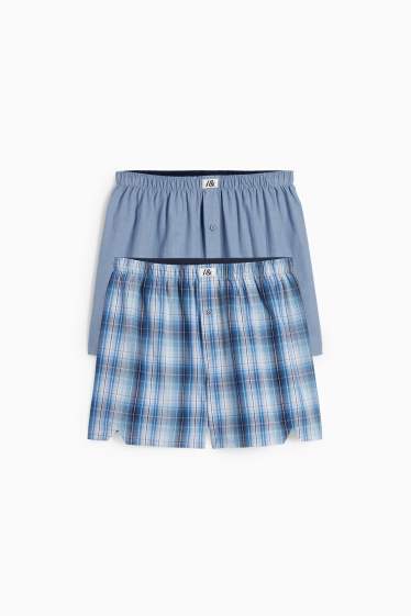 Heren - Set van 2 - boxershort - geweven - lichtblauw