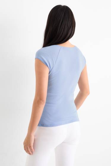 Dámské - Tričko basic - regular fit - světle modrá