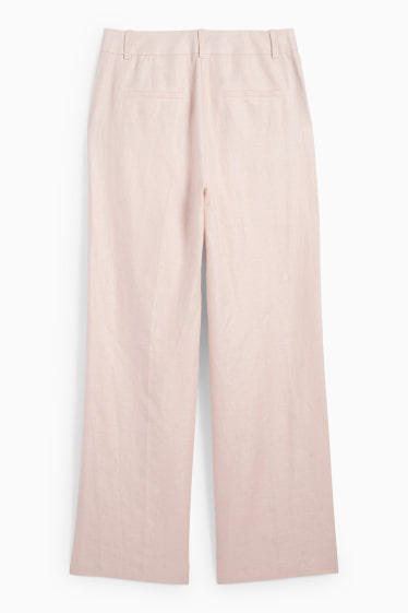 Damen - Business-Leinenhose - High Waist - Straight Fit - rosa