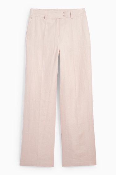 Damen - Business-Leinenhose - High Waist - Straight Fit - rosa