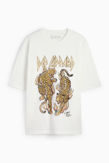 Herren - T-Shirt - Oversized - Def Leppard - weiss