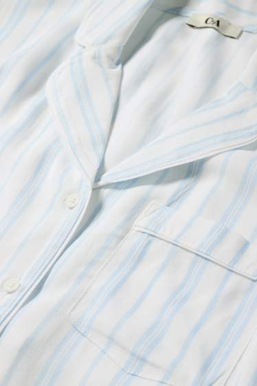 Donna - Pigiama di viscosa - a righe - bianco / azzurro
