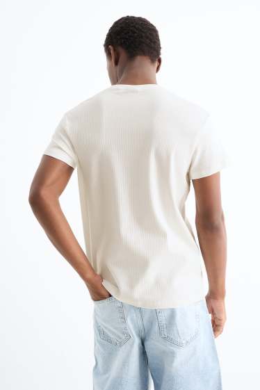 Men - T-shirt - ribbed - white