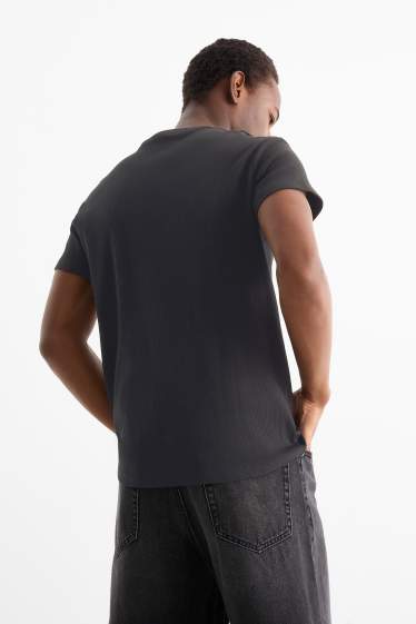 Men - T-shirt - ribbed - black