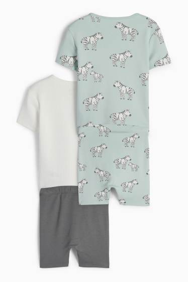 Baby: jongens - Set van 2 - zebra - babypyjama - 4-delig - mintgroen