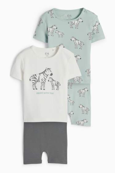 Baby: jongens - Set van 2 - zebra - babypyjama - 4-delig - mintgroen