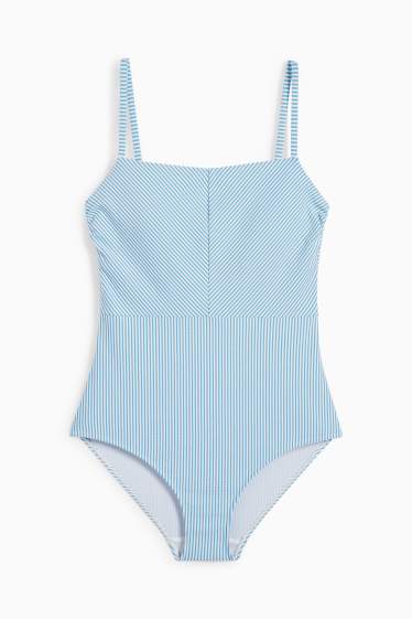 Damen - Badeanzug - wattiert - LYCRA® XTRA LIFE™ - gestreift - weiss / hellblau