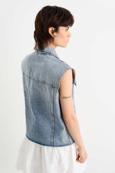 Damen - Jeans-Weste - helljeansblau