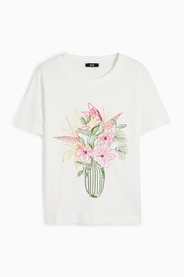 Damen - T-Shirt - Regular Fit - weiß