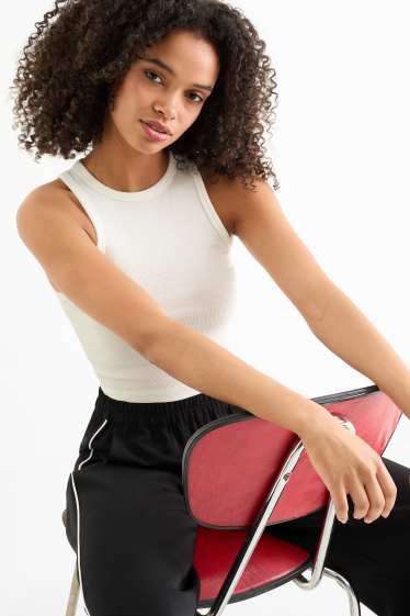 Damen - Crop Top - gerippt - cremeweiß