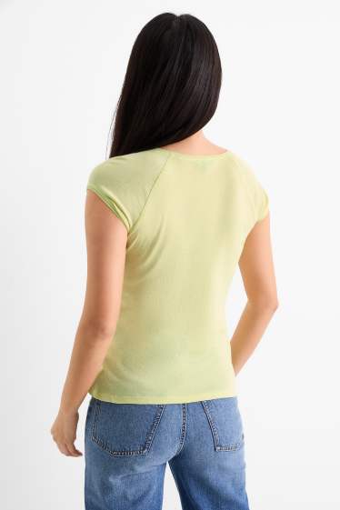 Dámské - Tričko basic - regular fit - světle zelená