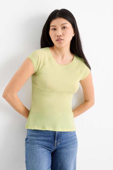 Dámské - Tričko basic - regular fit - světle zelená