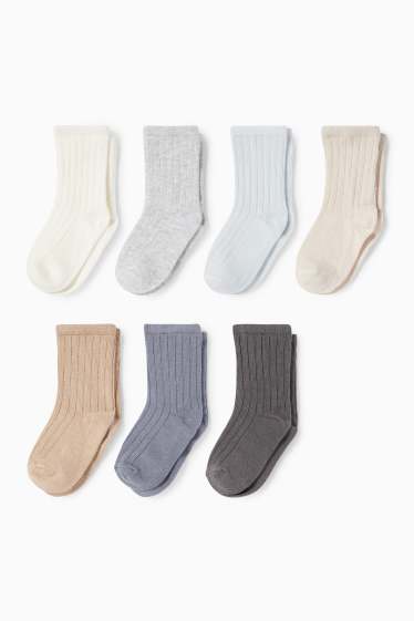 Baby Jungen - Multipack 7er - Baby-Socken - gerippt - grau