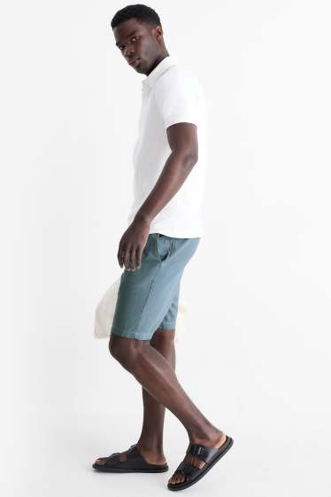 Men - Shorts with linen content - blue