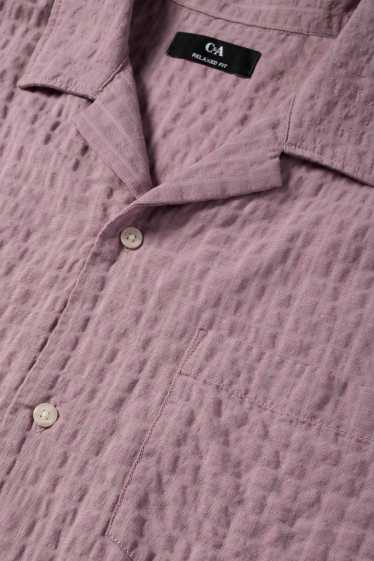 Men - Shirt - relaxed fit - lapel collar - check - light violet