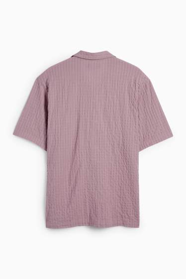 Men - Shirt - relaxed fit - lapel collar - check - light violet