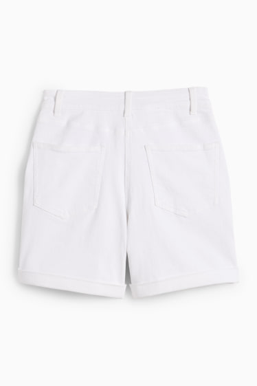 Damen - Jeans-Shorts - High Waist - weiß
