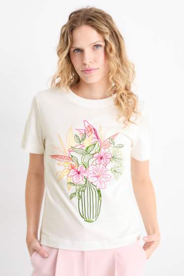 Damen - T-Shirt - Regular Fit - weiß