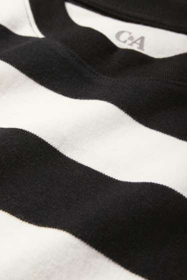 Women - Basic T-shirt - regular fit - striped - black / white