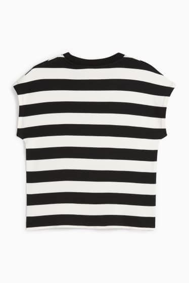 Women - Basic T-shirt - regular fit - striped - black / white