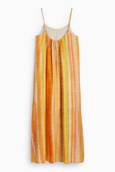 Damen - Maxi-Kleid - gestreift - hellorange