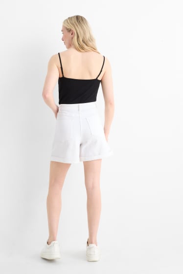 Damen - Jeans-Shorts - High Waist - weiß