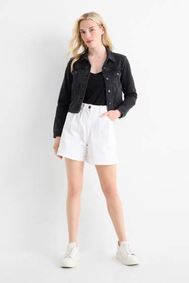 Damen - Jeans-Shorts - High Waist - weiß