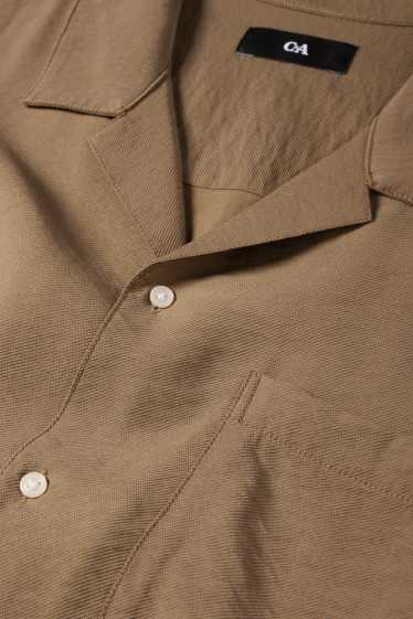 Pánské - Košile - regular fit - klopový límec - khaki