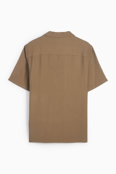 Pánské - Košile - regular fit - klopový límec - khaki