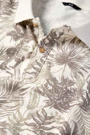 Men - Polo shirt - patterned - cremewhite