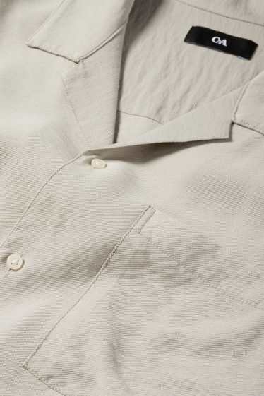 Men - Shirt - regular fit - lapel collar - gray