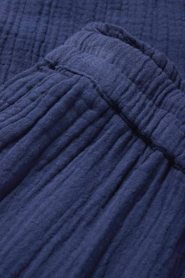 Donna - Pantaloni - vita alta - gamba larga - blu scuro