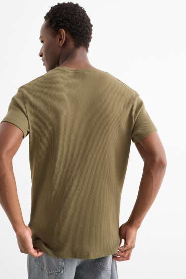 Men - T-shirt - ribbed - dark green