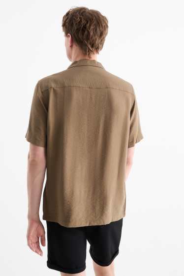 Pánské - Košile - regular fit - klopový límec - khaki