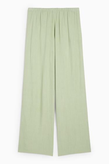 Damen - Stoffhose - Mid Waist - Wide Leg - hellgrün