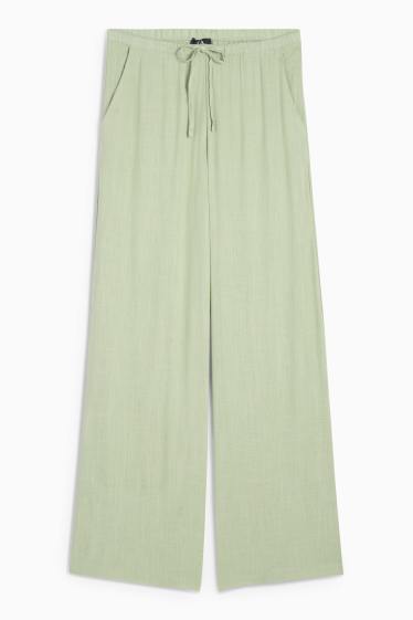 Damen - Stoffhose - Mid Waist - Wide Leg - hellgrün