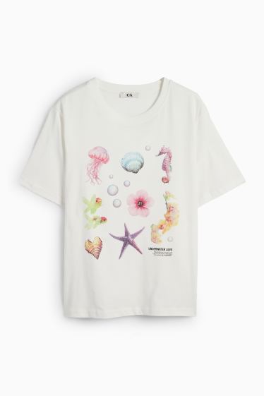 Women - T-shirt - oversized - white