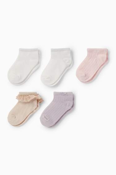 Bébés filles - Lot de 5 paires - socquettes de sport pour bébé - rose