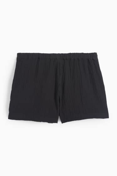 Dames - Korte broek van mousseline - mid waist - zwart