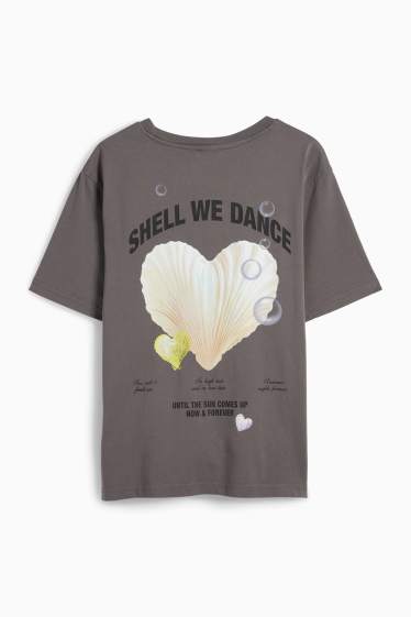 Femei - Tricou - supradimensionat - gri închis