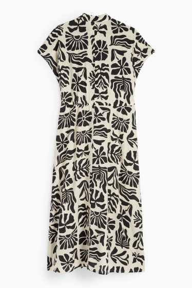 Donna - Vestito a camicia - a fiori - nero / beige