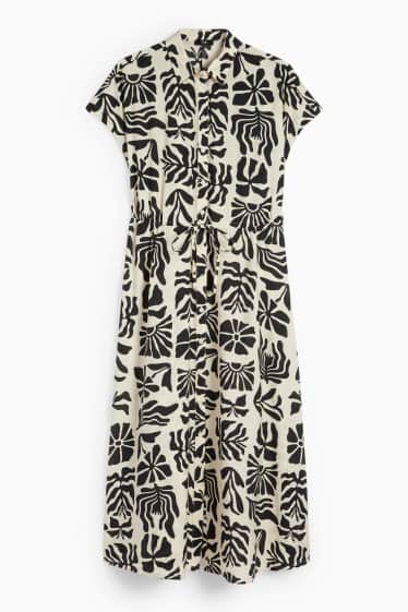 Donna - Vestito a camicia - a fiori - nero / beige